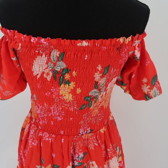 Skies are Blue Women's Fleur Print Off Shoulder Midi Dress Size Small NWT - Picture 16 of 16